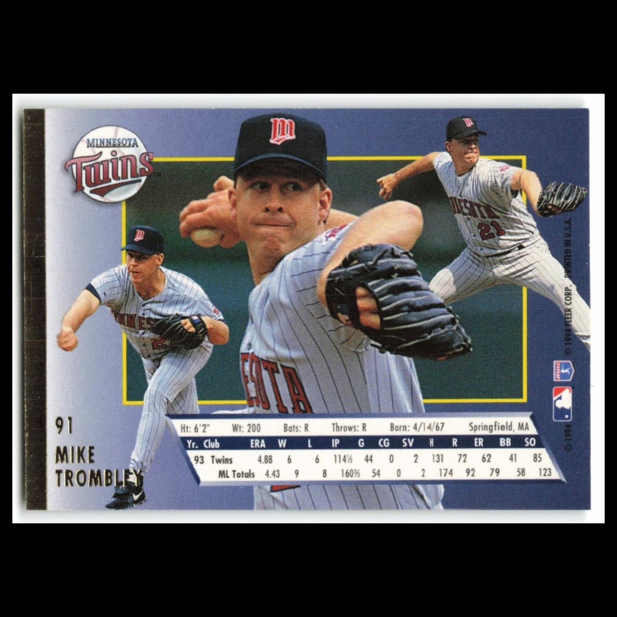 Mike Trombley #91 1994 Fleer Ultra Minnesota Twins Baseball Card MLB NM