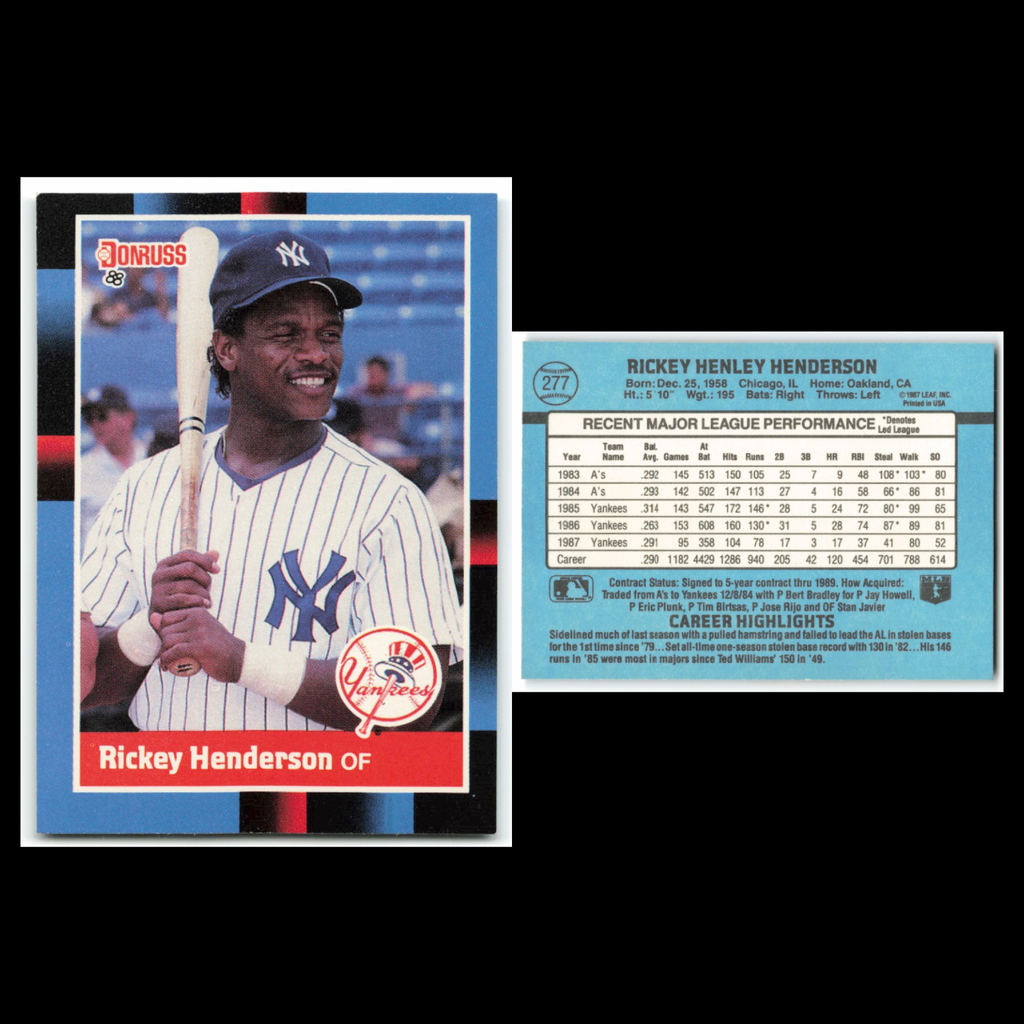 Rickey Henderson Lot 6 Baseball Cards 1989 Donruss New York Yankees Set MLB NM