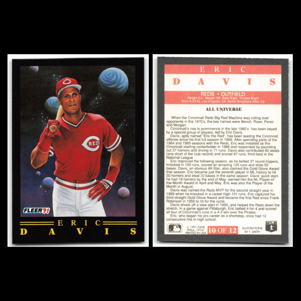 Eric Davis Lot 10 Baseball Cards Reds  Los Angeles Dodgers Set Collection
