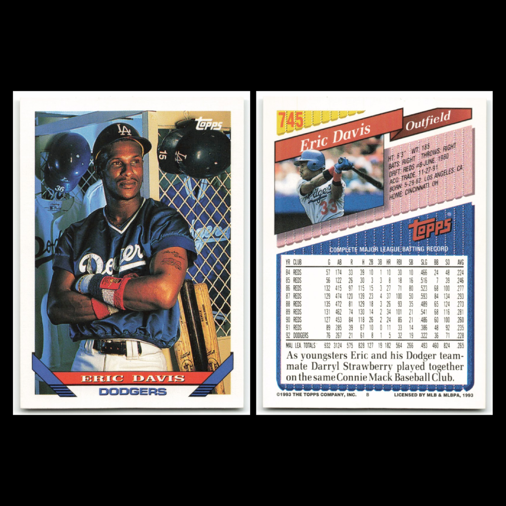 Eric Davis Lot 10 Baseball Cards Reds  Los Angeles Dodgers Set Collection