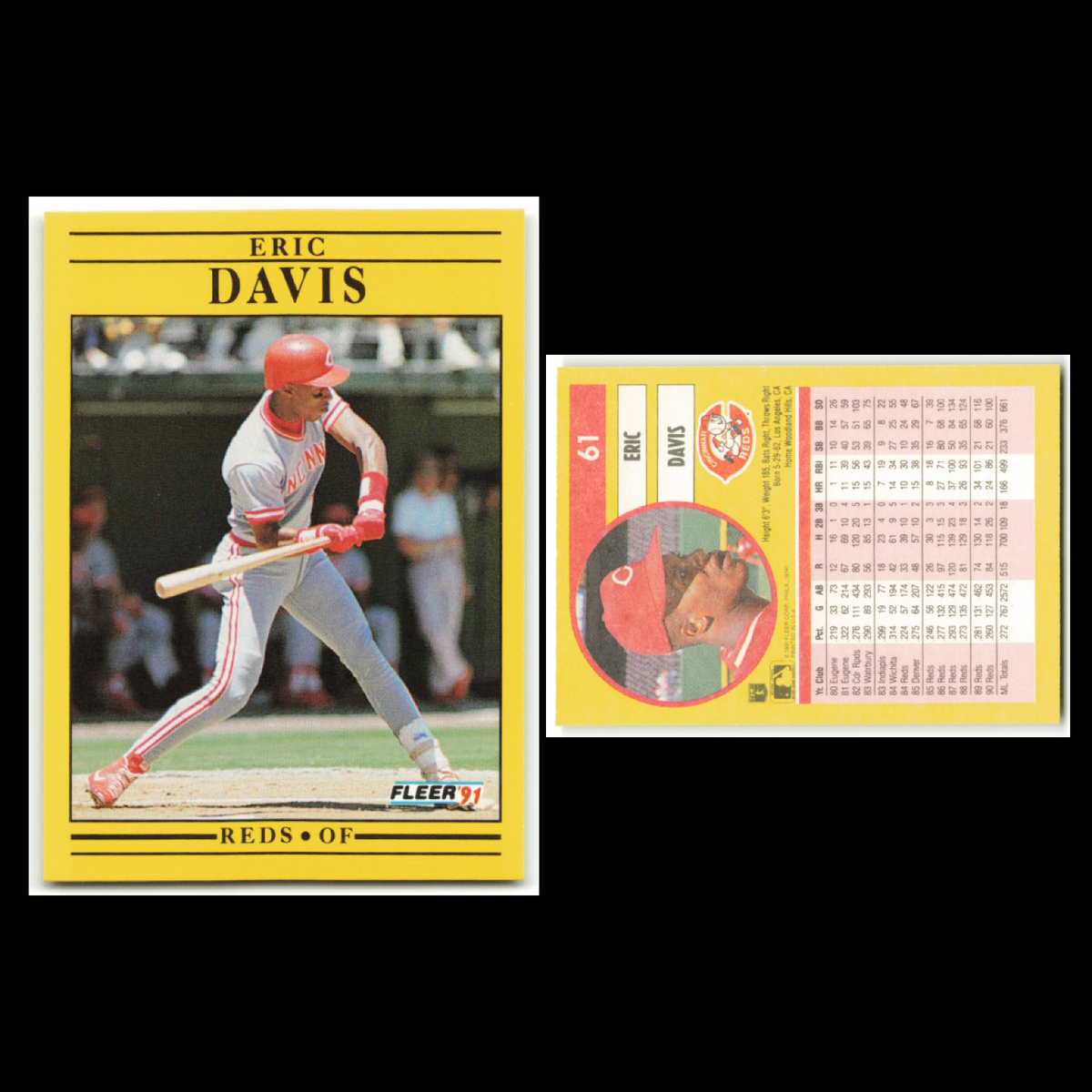 Eric Davis Lot 10 Baseball Cards Reds  Los Angeles Dodgers Set Collection