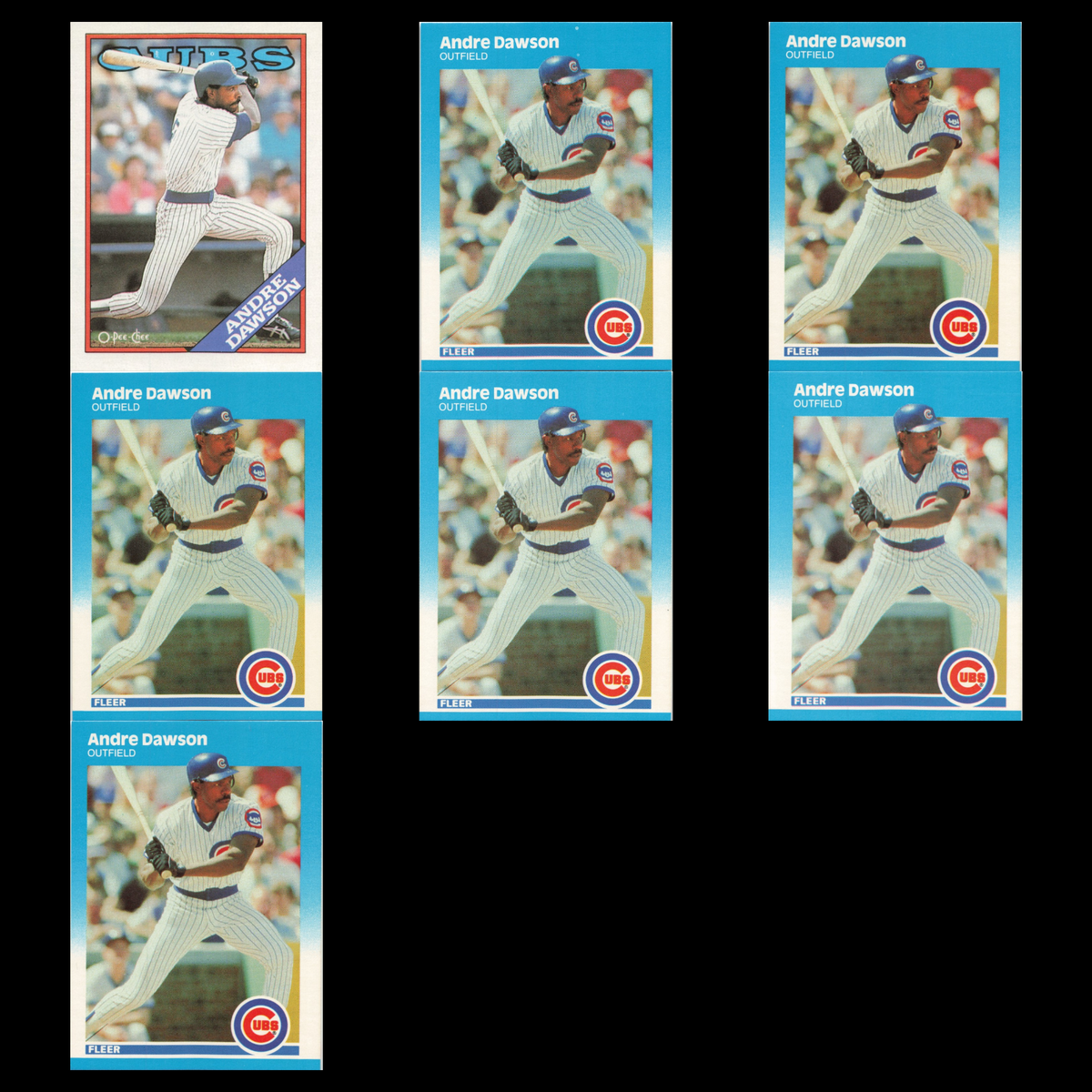 Andre Dawson Lot 7 Baseball Cards 1988 O-Pee-Chee Chicago Cubs Set Collection NM