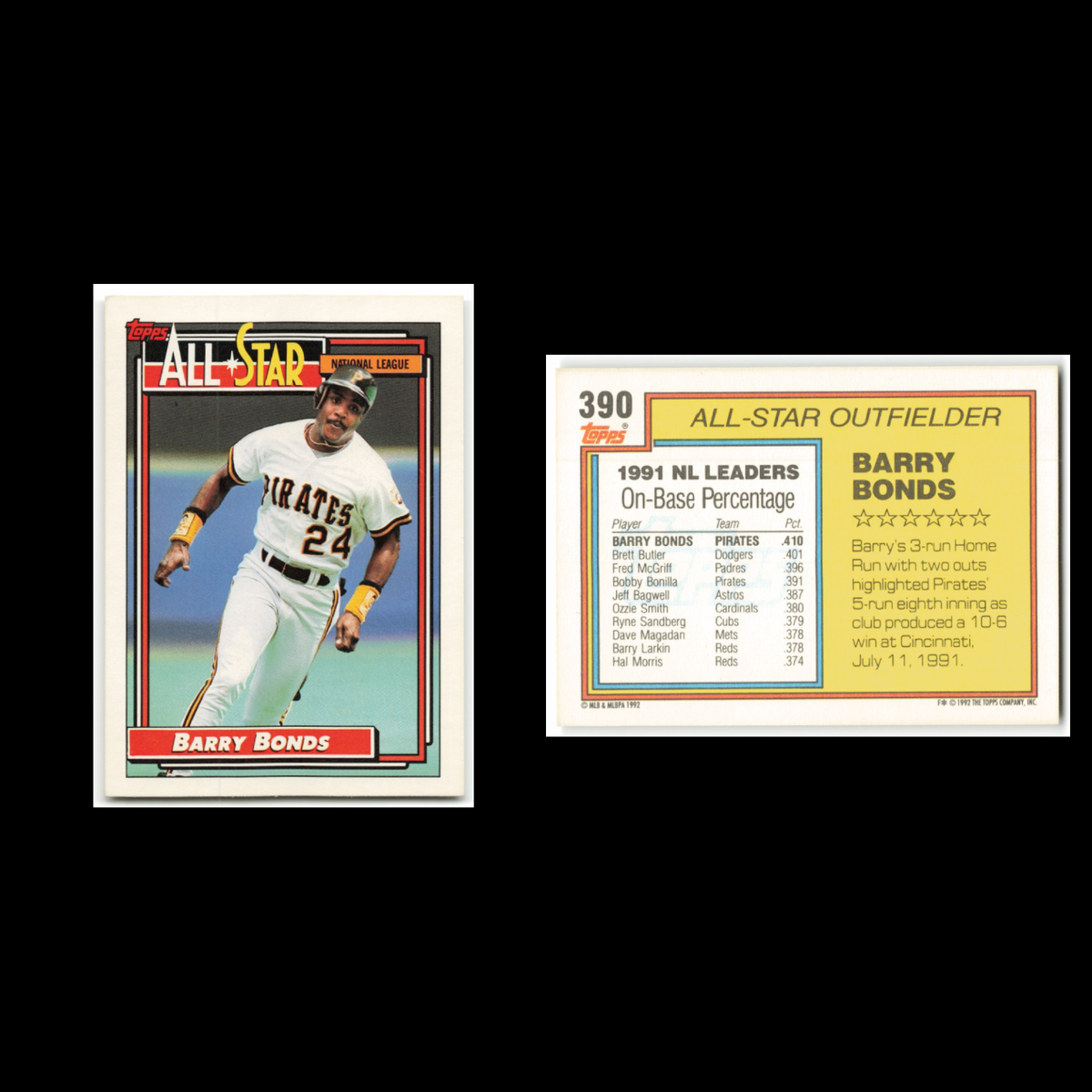 Barry Bonds Lot 7 Baseball Cards 1989 Fleer Pittsburgh Pirates Set Collection NM