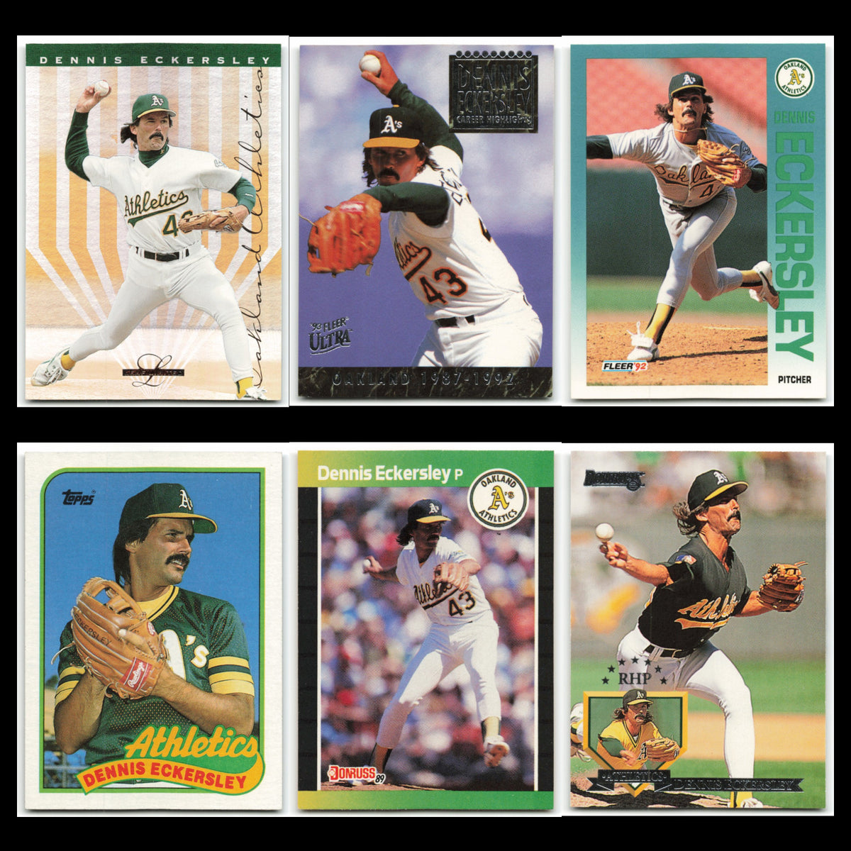 Dennis Eckersley Lot 6 Baseball Cards 1995 Leaf Limited Oakland Athletics Set NM