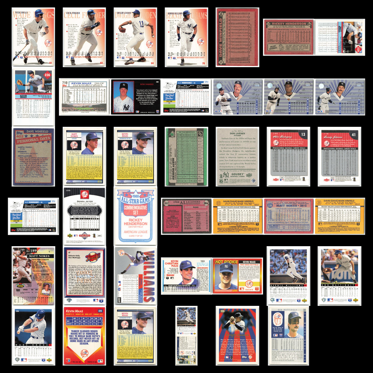 New York Yankees Lot 41 Baseball Cards Circa Wade Boggs NM Baseball MLB