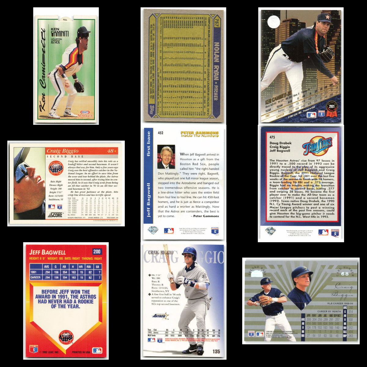 Houston Astros Lot 9 Baseball Cards Kraft Singles Superstars Ken Caminiti NM MLB