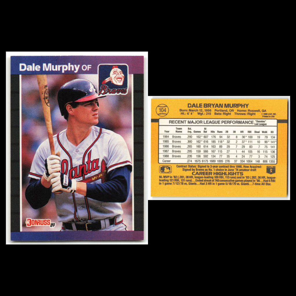 Dale Murphy Lot 6 Baseball Cards 1989 Donruss Atlanta Braves Set Collection MLB