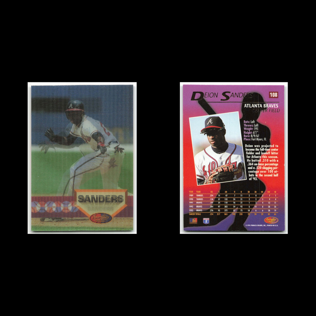 Deion Sanders Lot 3 Baseball Cards 1994 Sportflics 2000 Atlanta Braves Set MLB