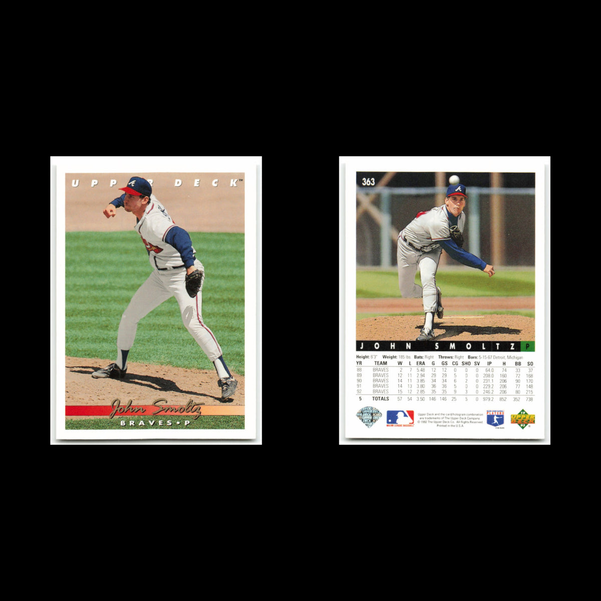 John Smoltz Lot 7 Baseball Cards 1992 Fleer Atlanta Braves Set Collection MLB NM