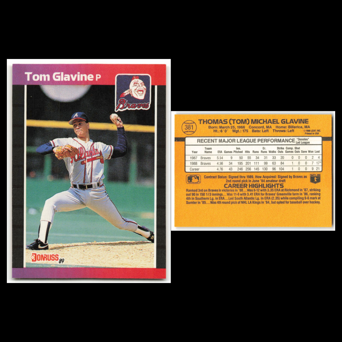 Tom Glavine Lot 6 Baseball Cards 1992 Score Atlanta Braves Set Collection MLB NM