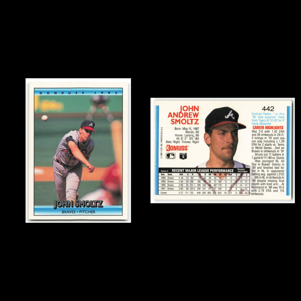 Atlanta Braves Lot 9 Baseball Cards 1994 Set Glavine Smoltz