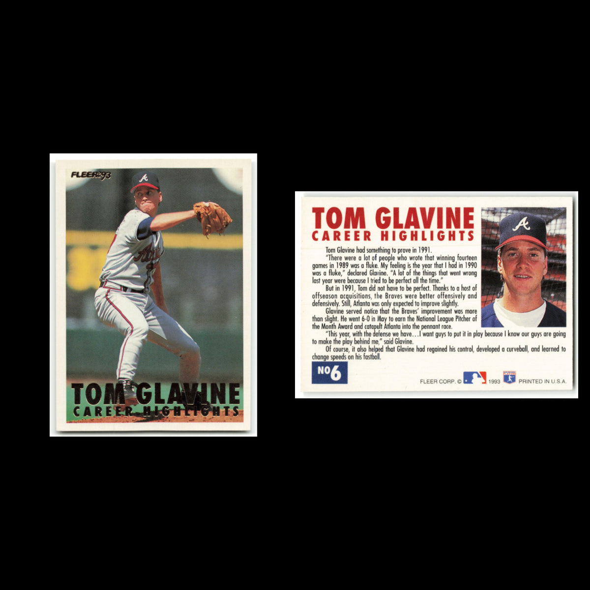 Tom Glavine Lot 7 Baseball Cards 1993 Fleer Tom Glavine Career Highlights Braves