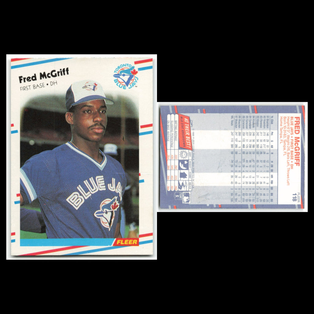 Fred McGriff Lot 5 Baseball Cards 1988 Fleer Toronto Blue Jays Set Collection NM