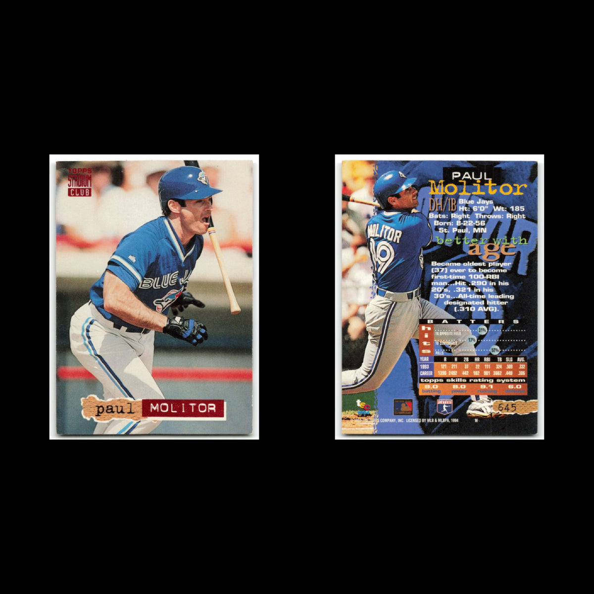 Toronto Blue Jays Lot 15 Baseball Cards Topps Cecil Fielder NM Baseball MLB