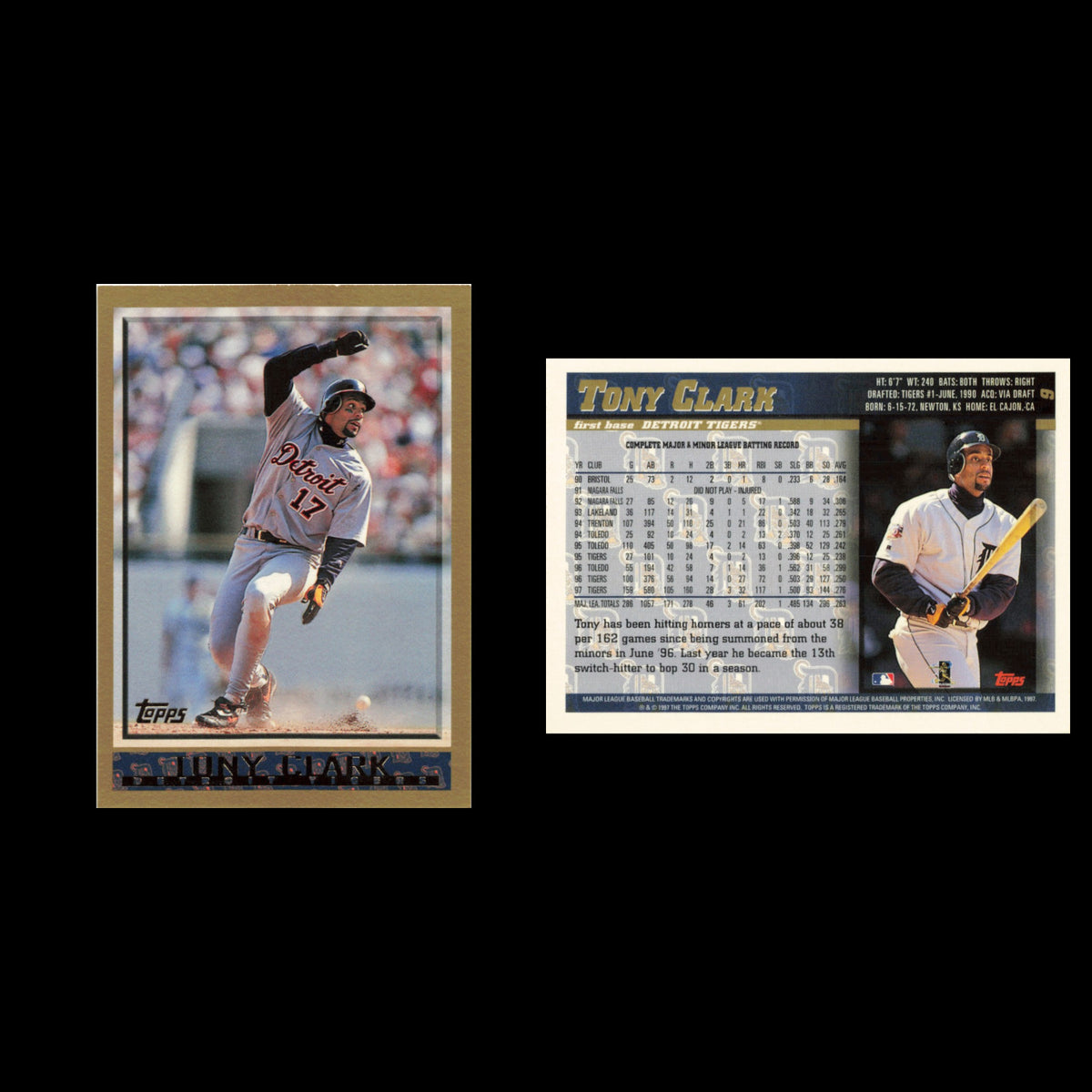 Tony Clark #9 1998 Topps Detroit Tigers Baseball Card MLB NM
