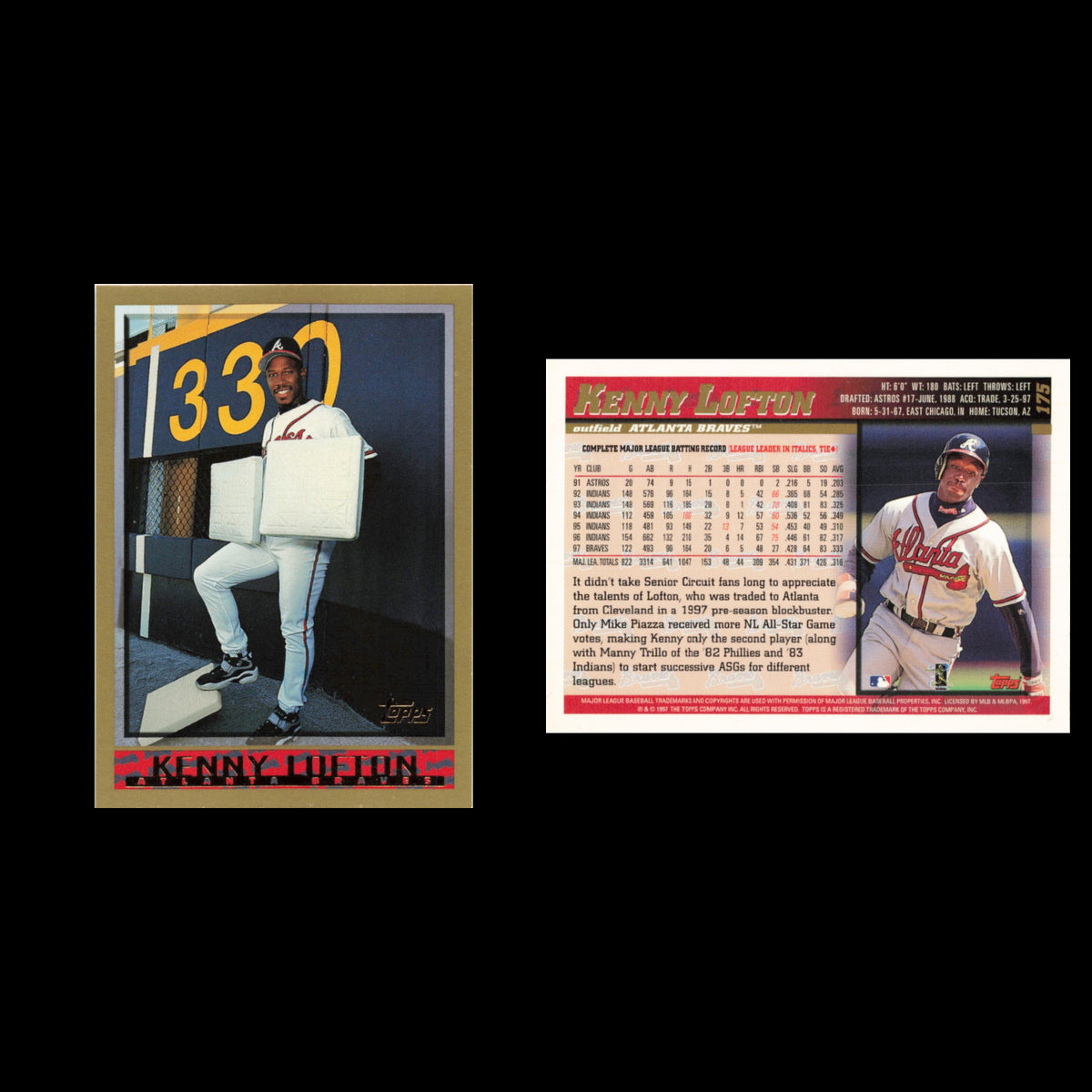 Kenny Lofton #175 1998 Topps Atlanta Braves Baseball Card MLB NM