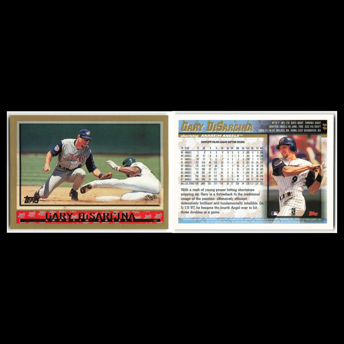 Gary DiSarcina #44 1998 Topps California Angels Baseball Card MLB NM