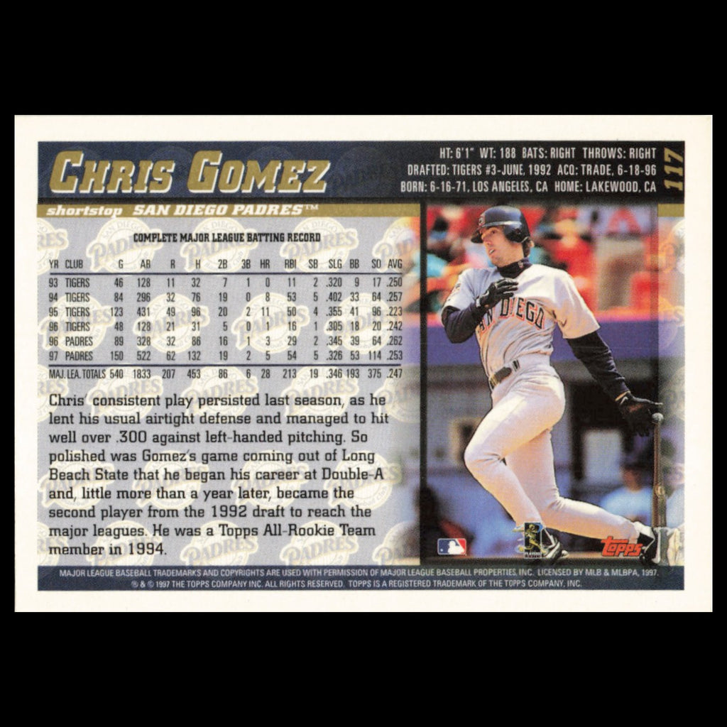 Chris Gomez #117 1998 Topps San Diego Padres Baseball Card MLB NM