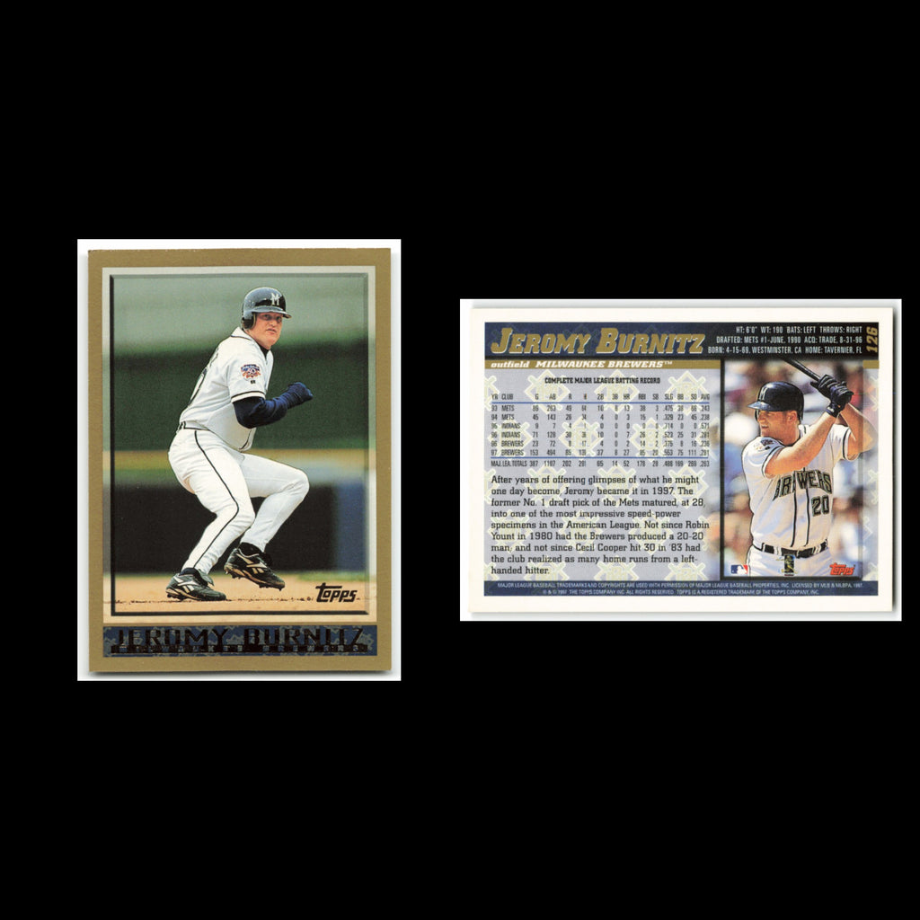 Jeromy Burnitz #126 1998 Topps Milwaukee Brewers Baseball Card MLB NM