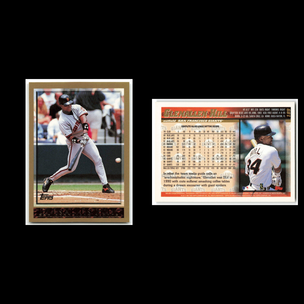 Glenallen Hill #189 1998 Topps San Francisco Giants Baseball Card MLB NM