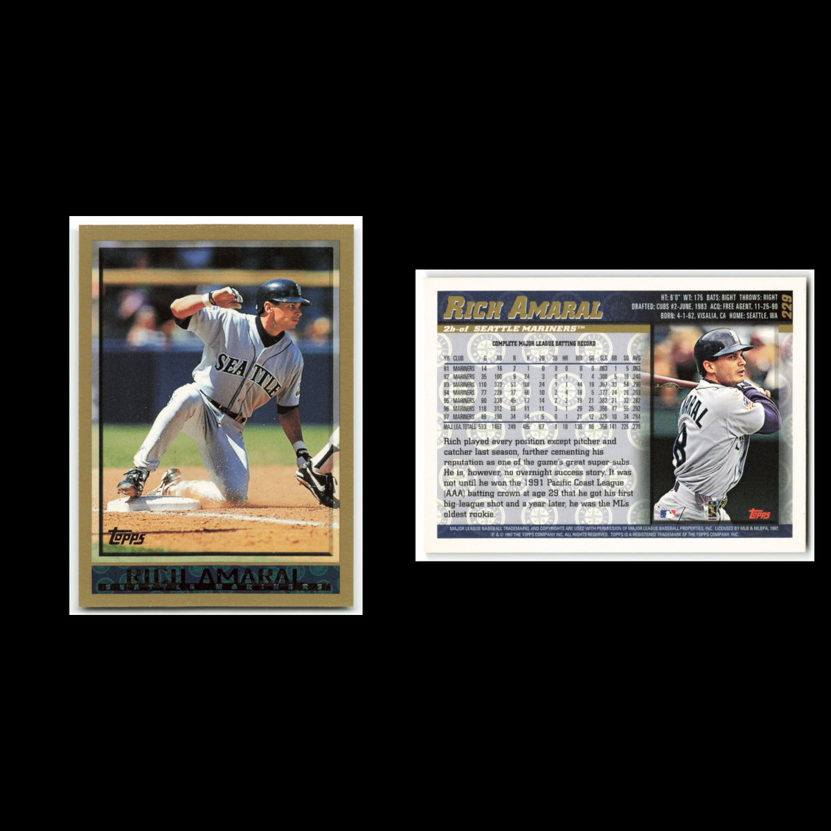 Rich Amaral #229 1998 Topps Seattle Mariners Baseball Card MLB NM