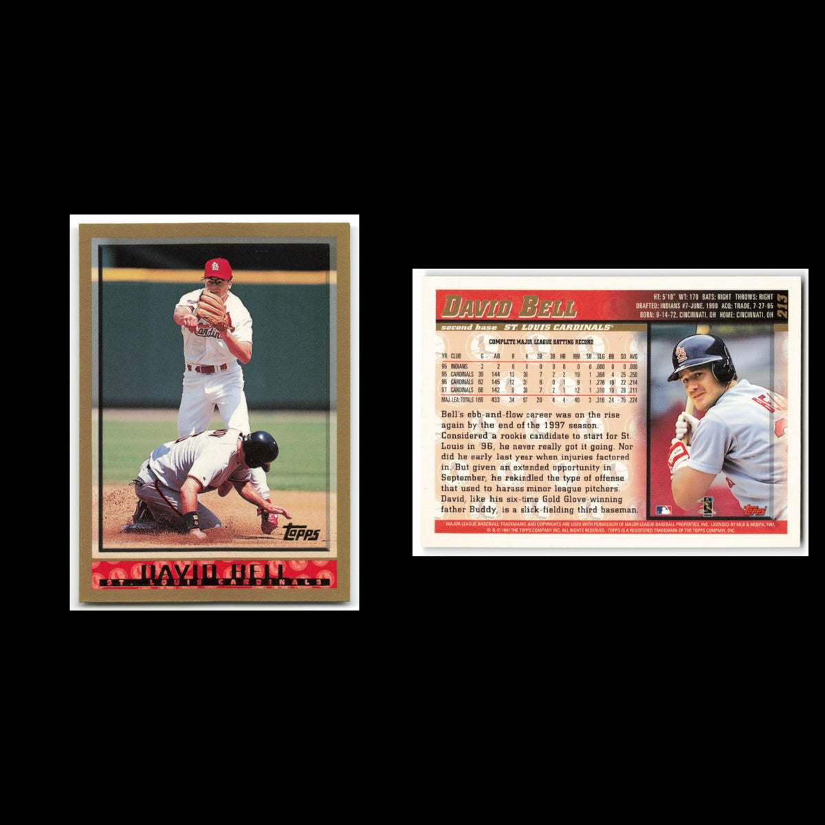 David Bell #213 1998 Topps St. Louis Cardinals Baseball Card MLB NM