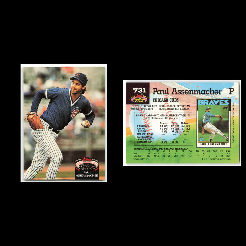 Paul Assenmacher #731 1992 Topps Stadium Club Chicago Cubs Baseball Card MLB NM