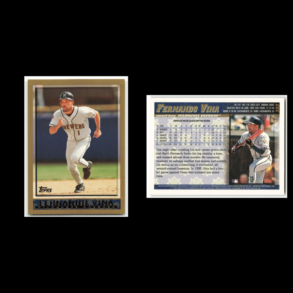 Fernando Vina #353 1998 Topps Milwaukee Brewers Baseball Card MLB NM