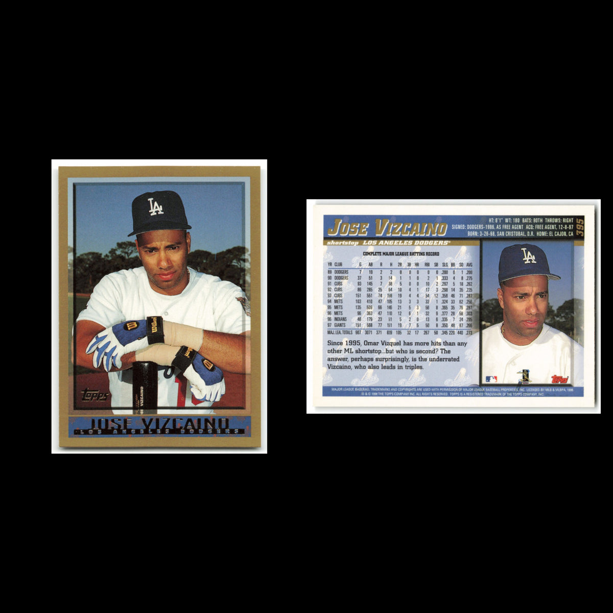 Jose Vizcaino #395 1998 Topps Los Angeles Dodgers Baseball Card MLB NM