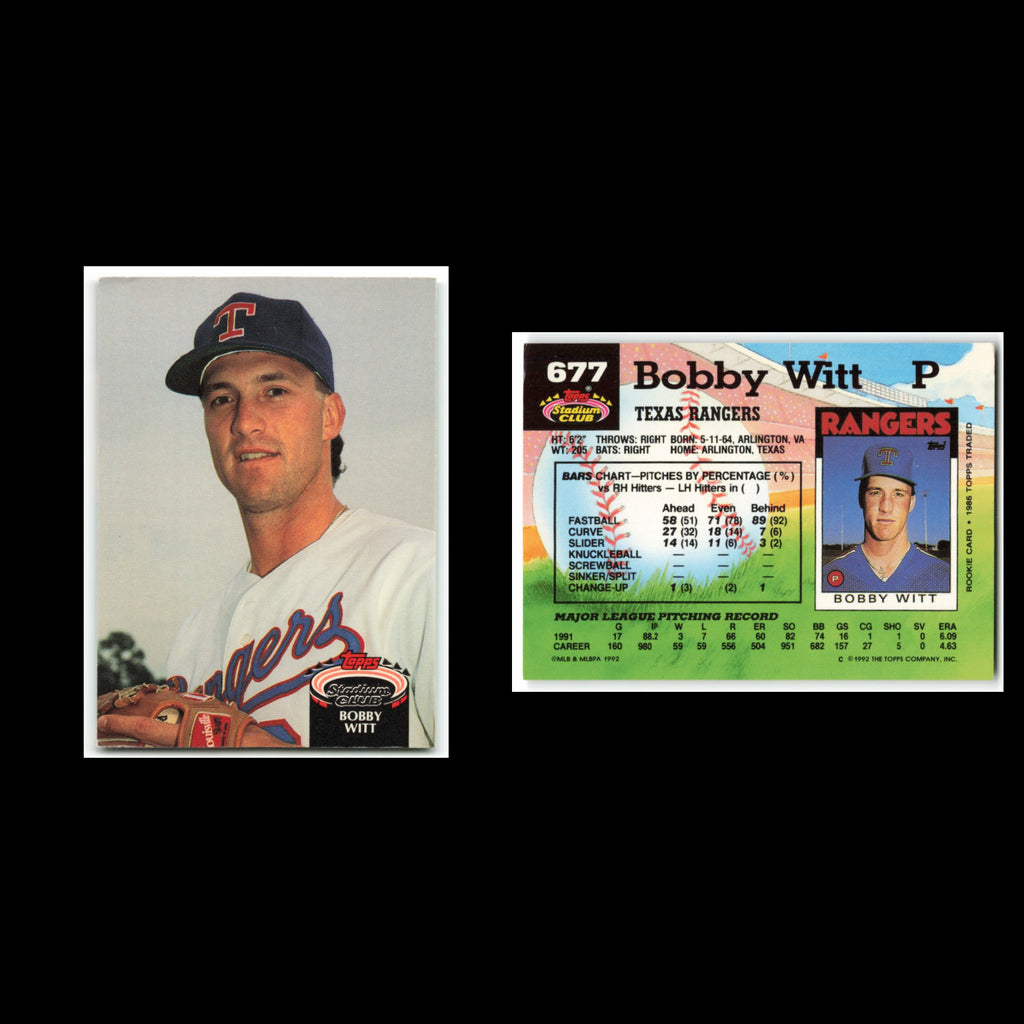 Bobby Witt #677 1992 Topps Stadium Club Texas Rangers Baseball Card MLB NM