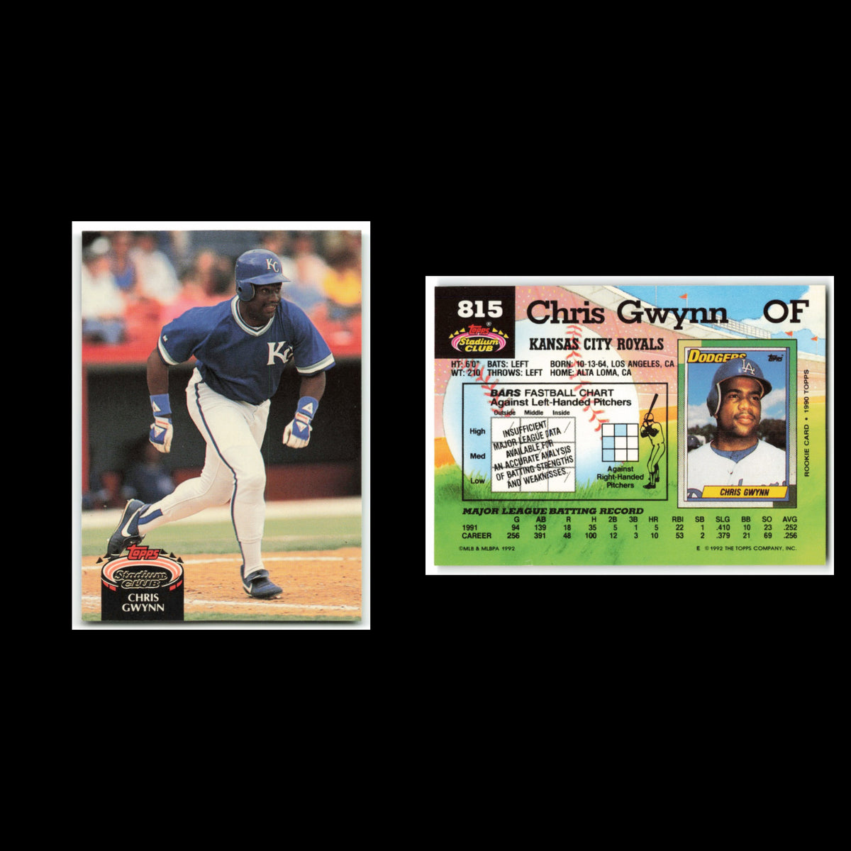 Chris Gwynn #815 1992 Topps Stadium Club Kansas City Royals Baseball Card MLB NM