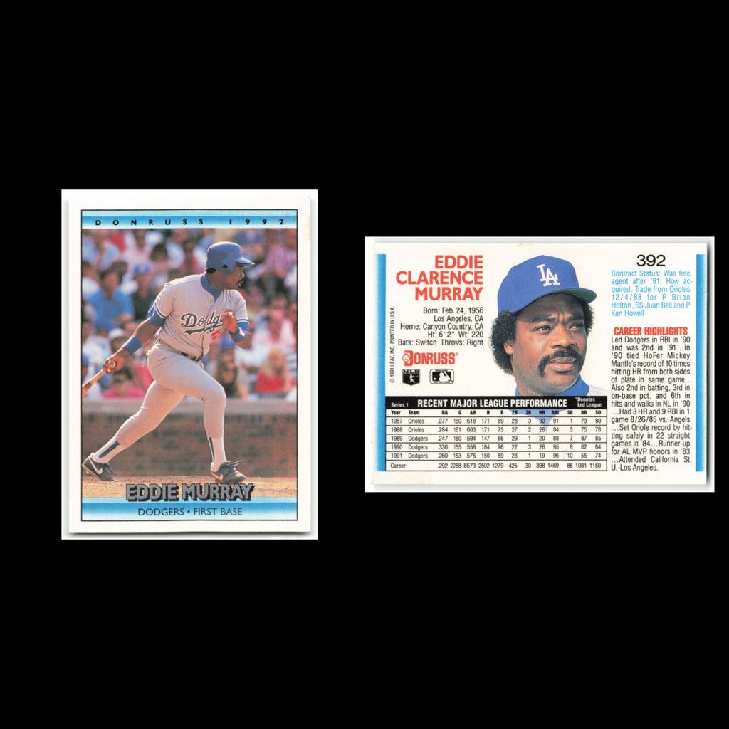 Eddie Murray #392 1992 Donruss Los Angeles Dodgers Baseball Card MLB NM