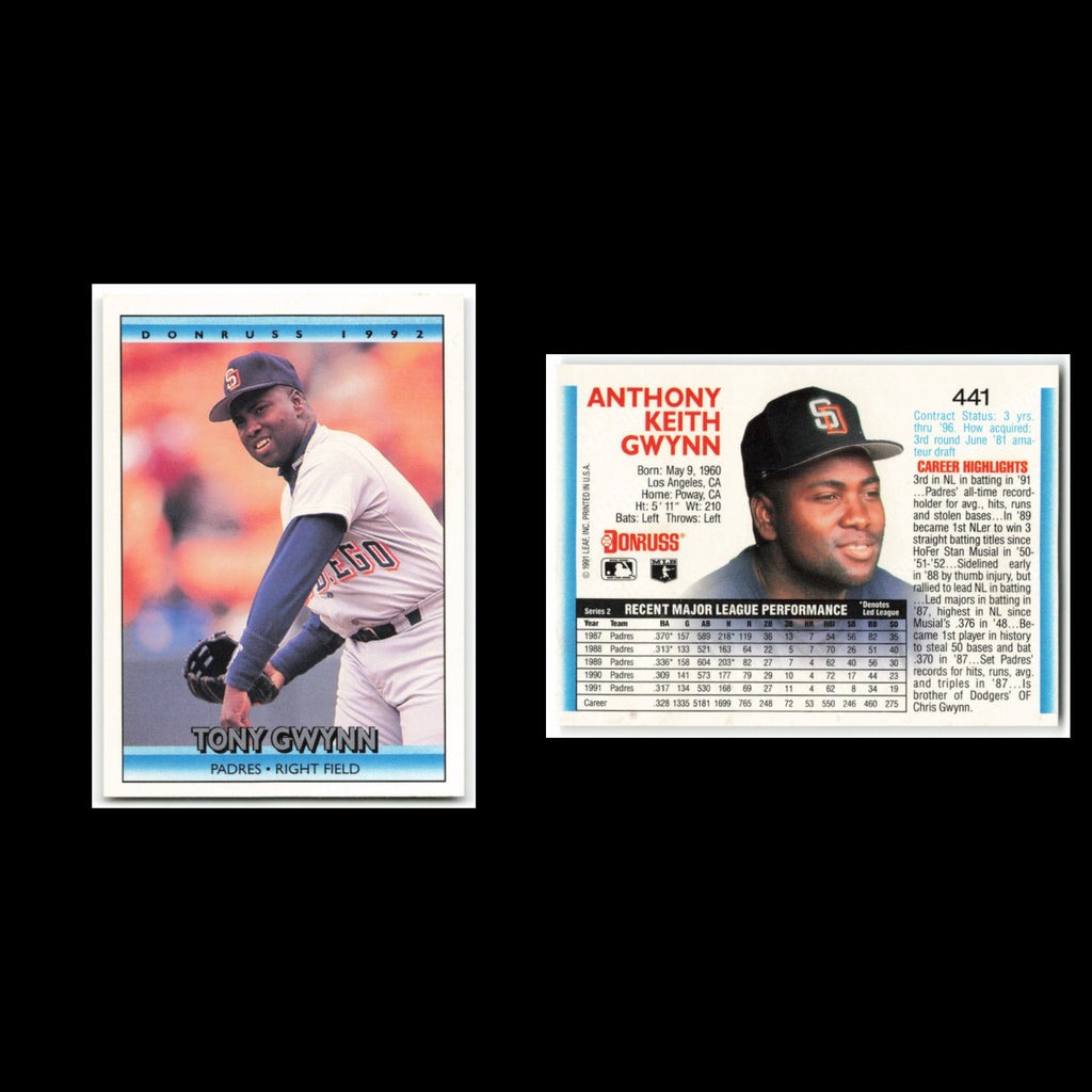 Tony Gwynn #441 1992 Donruss San Diego Padres Baseball Card MLB NM