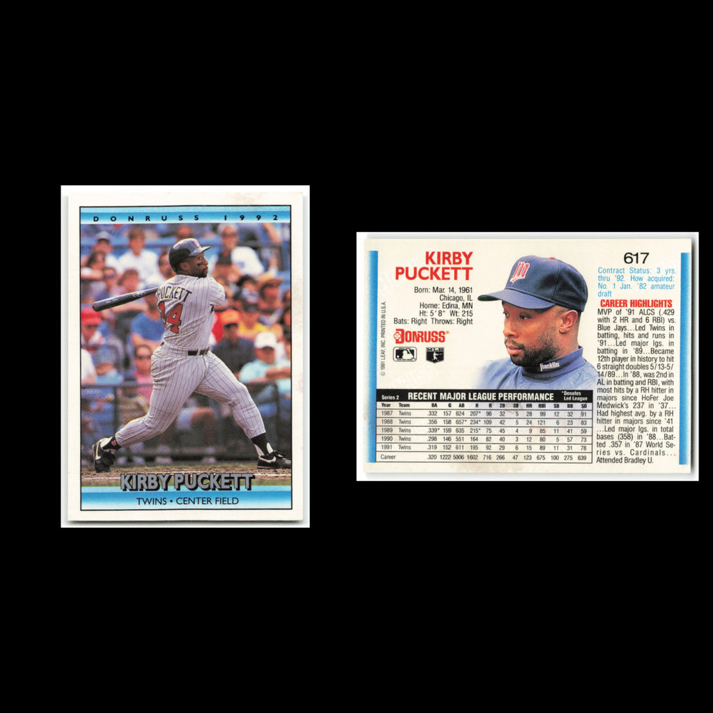 Kirby Puckett #617 1992 Donruss Minnesota Twins Baseball Card MLB NM