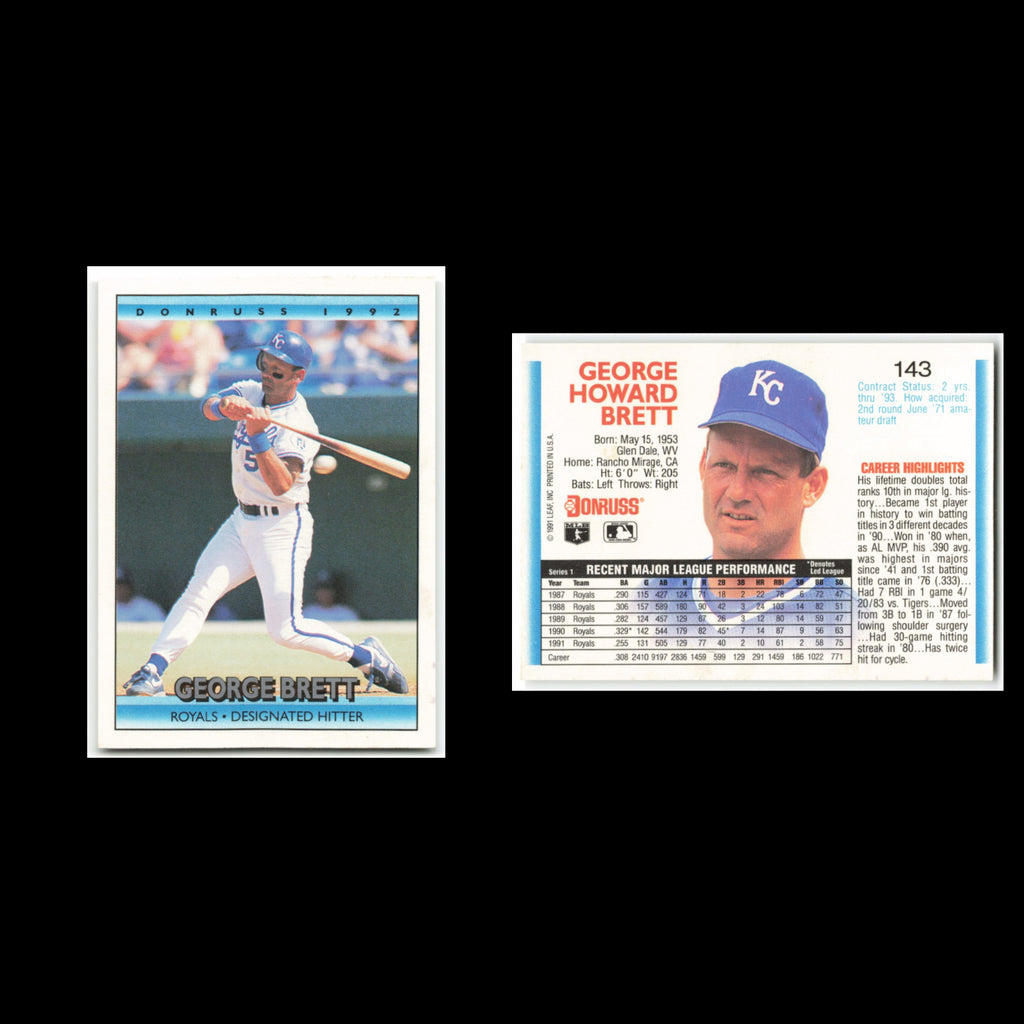 George Brett #143 1992 Donruss Kansas City Royals Baseball Card MLB NM