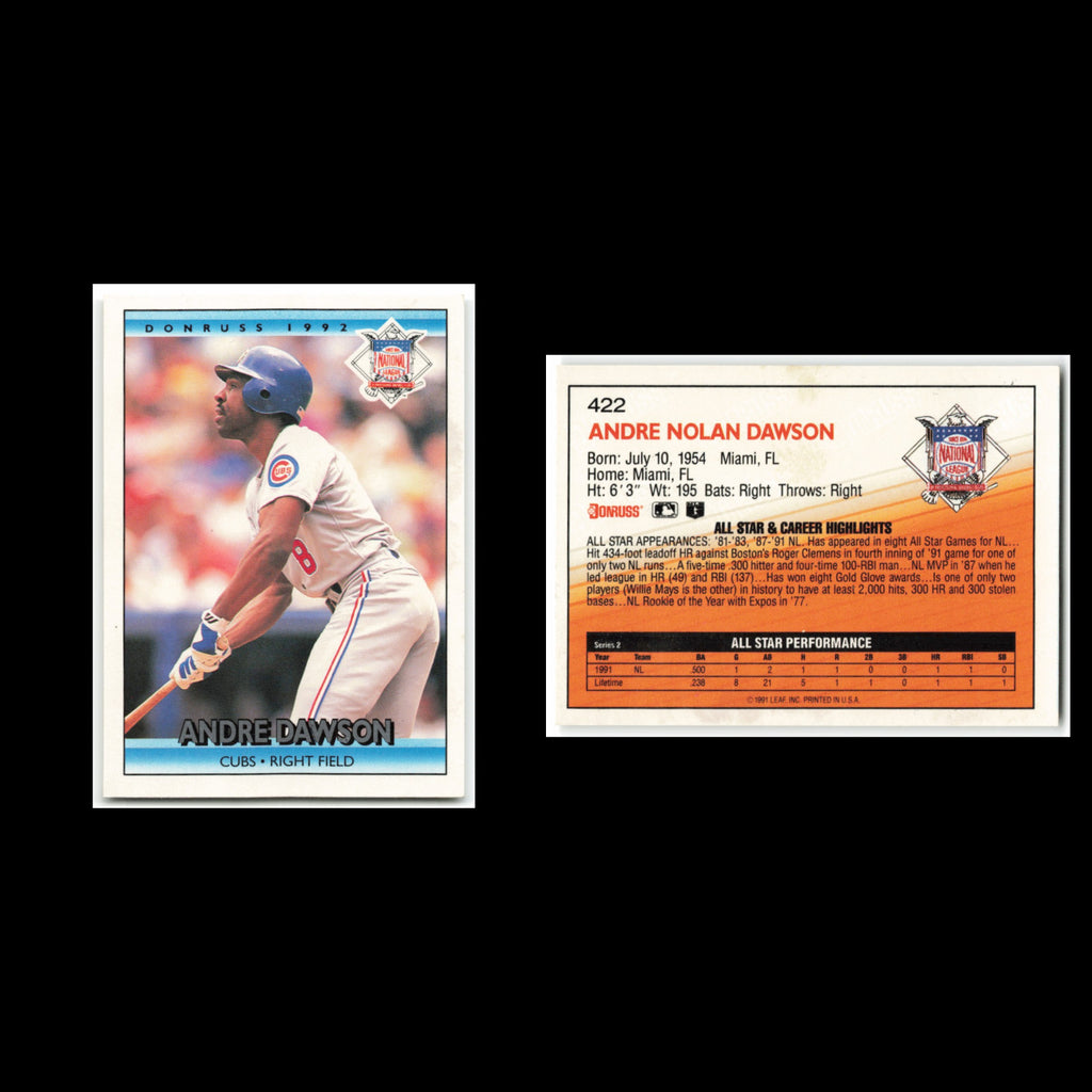 Andre Dawson #422 1992 Donruss Chicago Cubs Baseball Card MLB NM