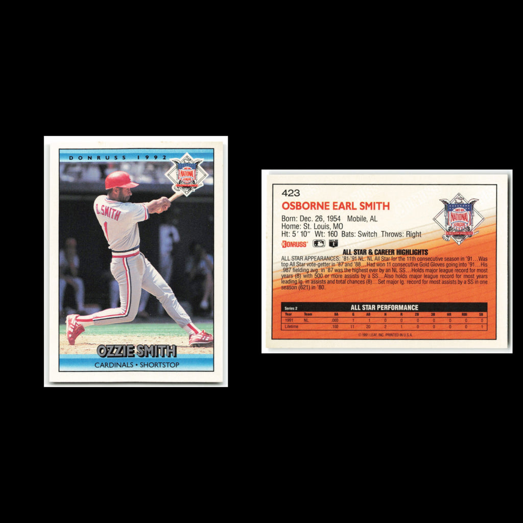 Ozzie Smith #423 1992 Donruss St. Louis Cardinals Baseball Card MLB NM