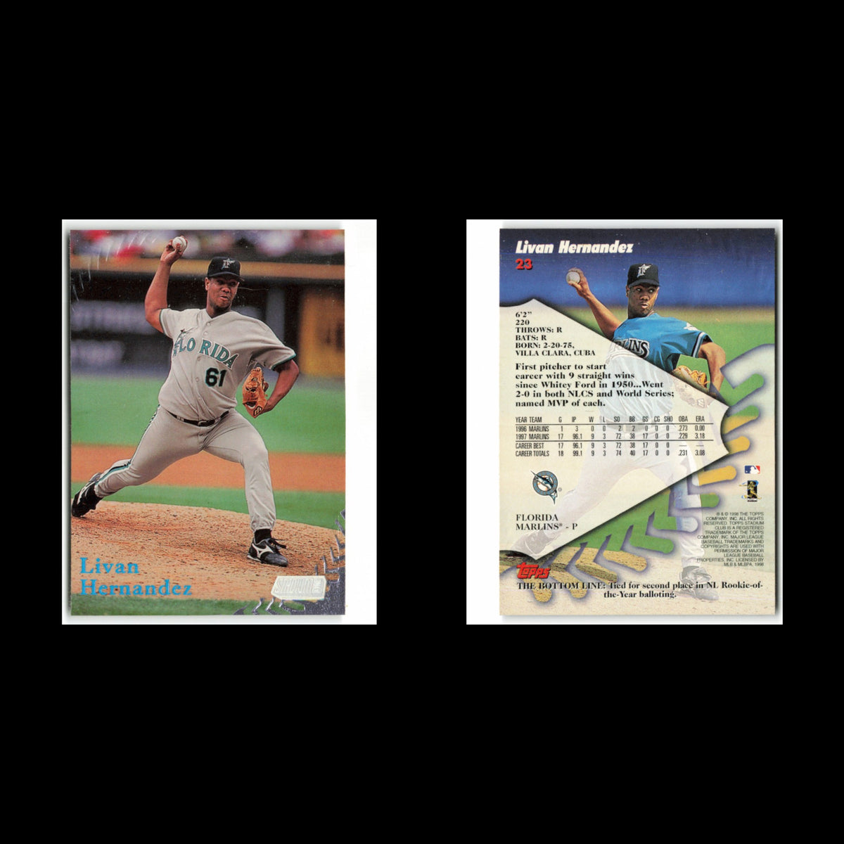 Livan Hernandez #23 1998 Topps Stadium Club Florida Marlins Baseball Card MLB NM