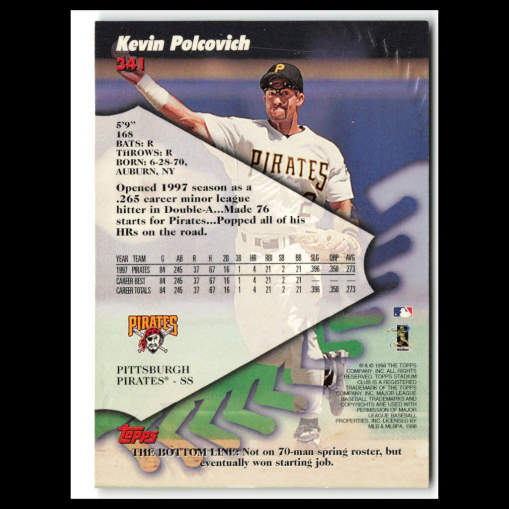 Kevin Polcovich #341 1998 Topps Stadium Club Pittsburgh Pirates Baseball Card NM