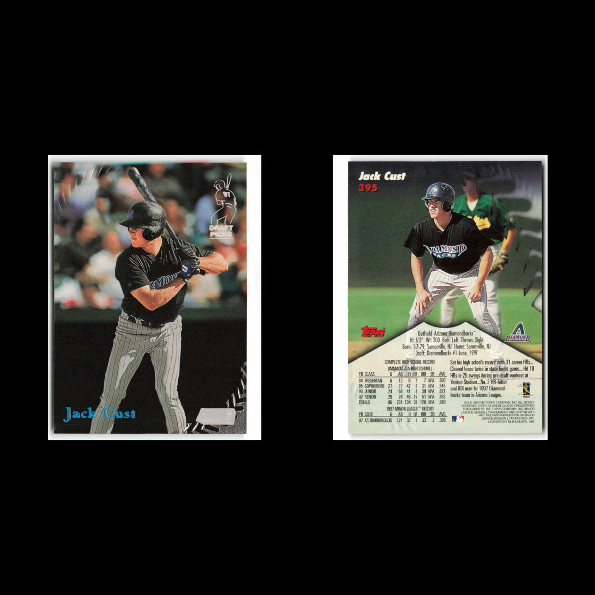 Jack Cust Rookie #395 1998 Topps Stadium Club Arizona Diamondbacks Baseball Card