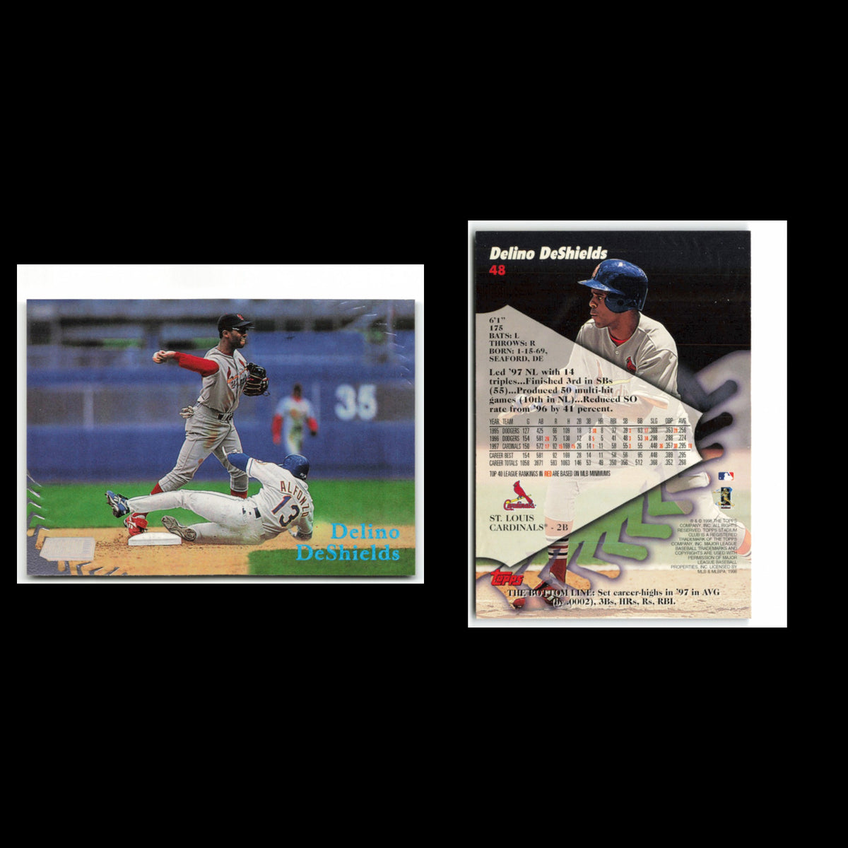 Delino DeShields #48 1998 Topps Stadium Club St. Louis Cardinals Baseball Card
