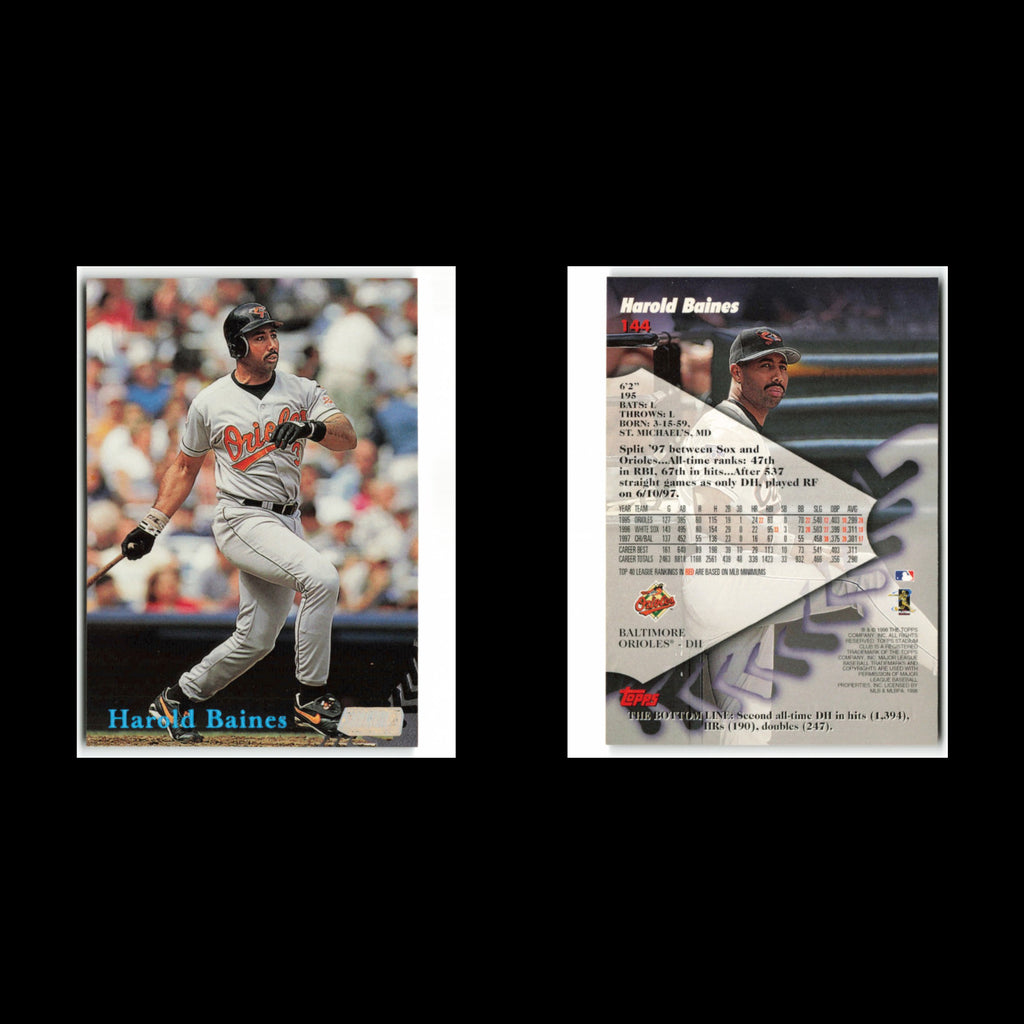 Harold Baines #144 1998 Topps Stadium Club Baltimore Orioles Baseball Card MLB
