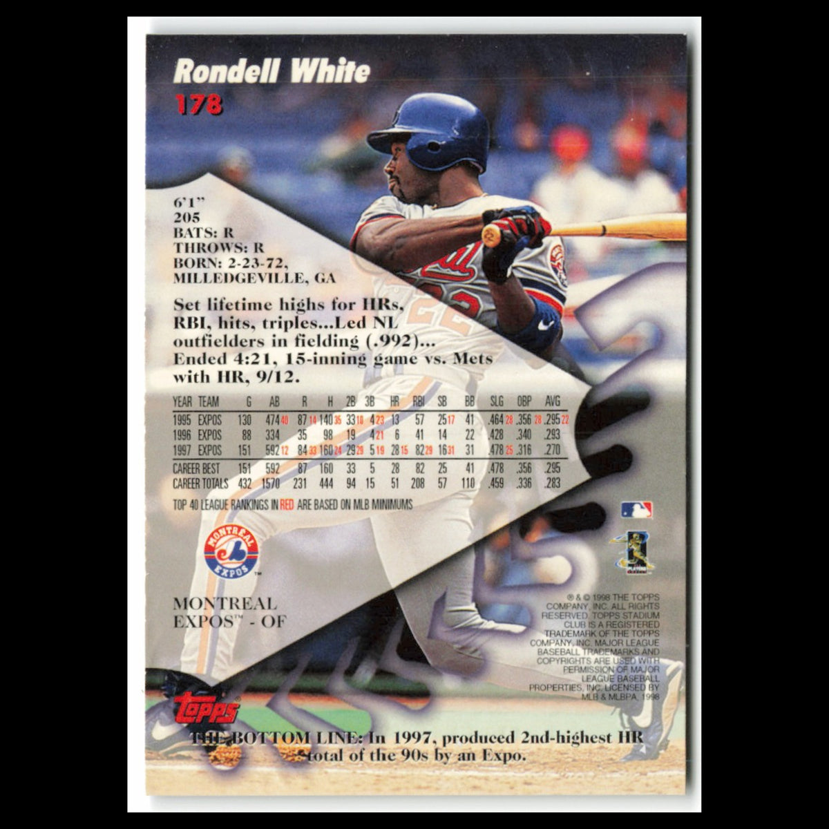 Rondell White #178 1998 Topps Stadium Club Montreal Expos Baseball Card MLB NM