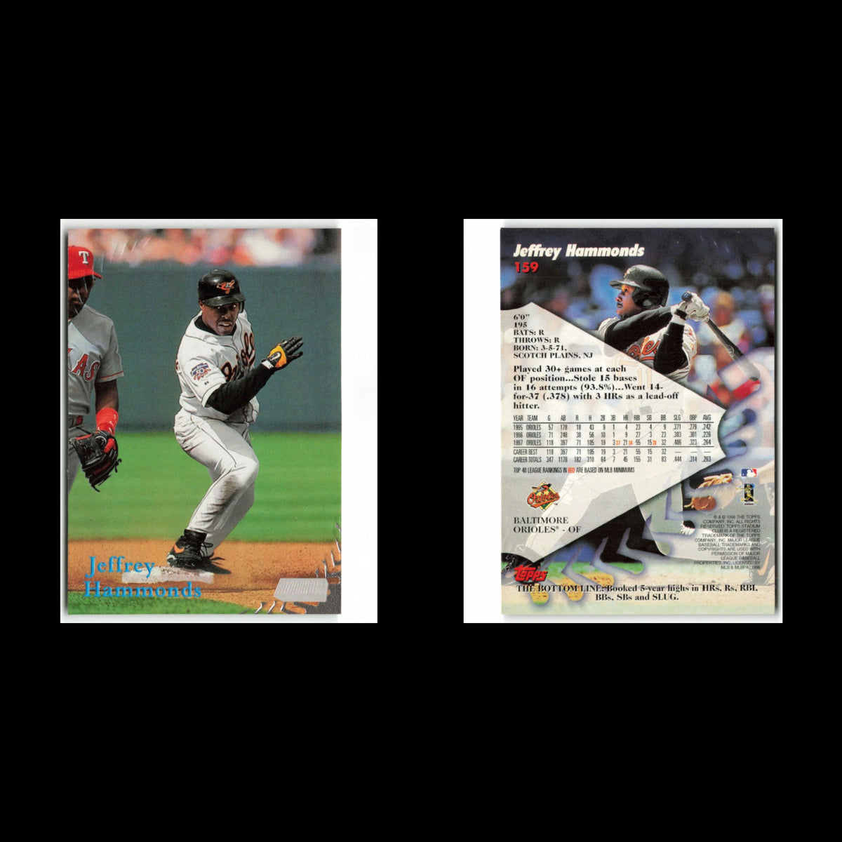 Jeffrey Hammonds #159 1998 Topps Stadium Club Baltimore Orioles Baseball Card NM