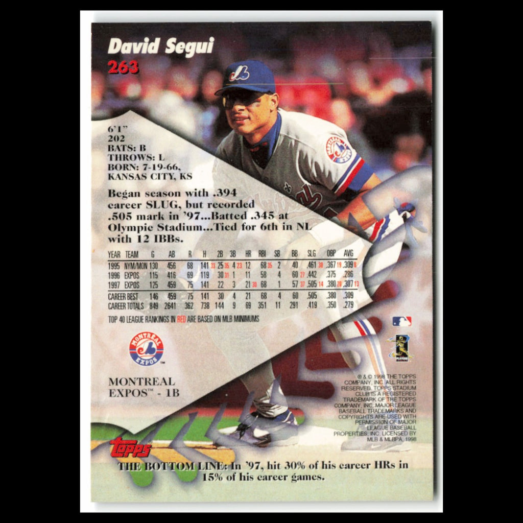 David Segui #263 1998 Topps Stadium Club Montreal Expos Baseball Card MLB NM