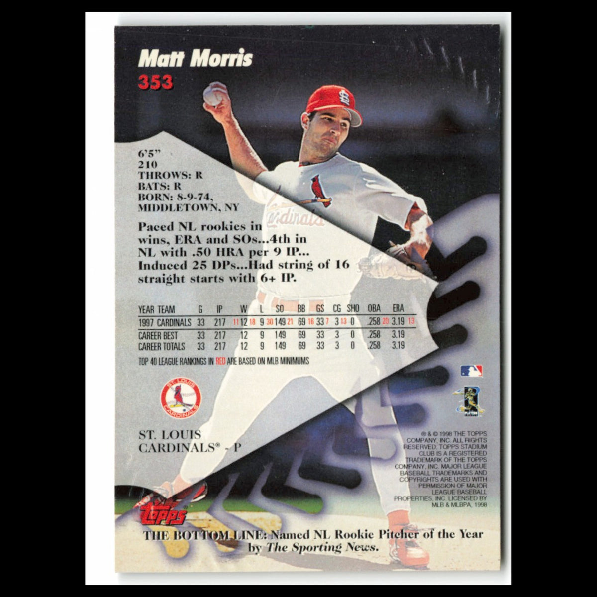 Matt Williams #6 1998 Topps Stadium Club Arizona Diamondbacks Baseball Card MLB