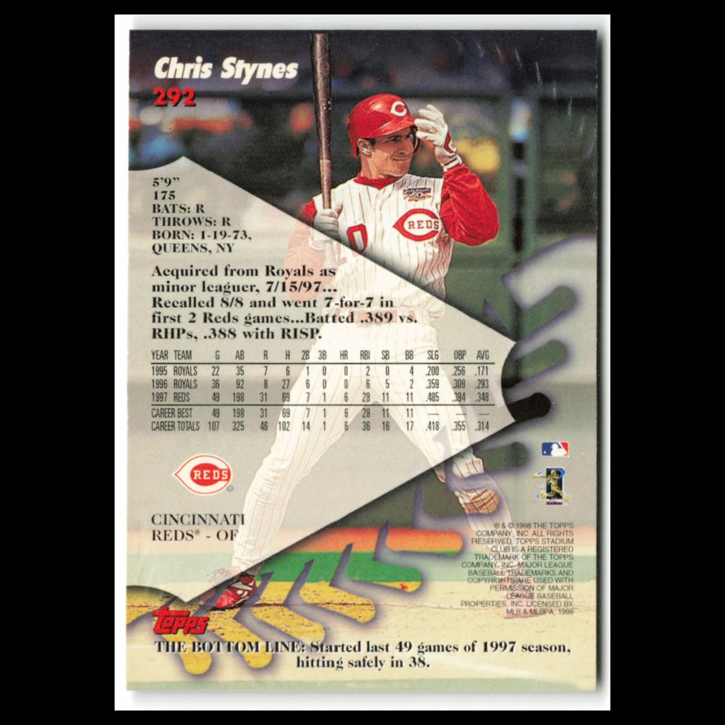 Chris Stynes #292 1998 Topps Stadium Club Cincinnati Reds Baseball Card MLB NM