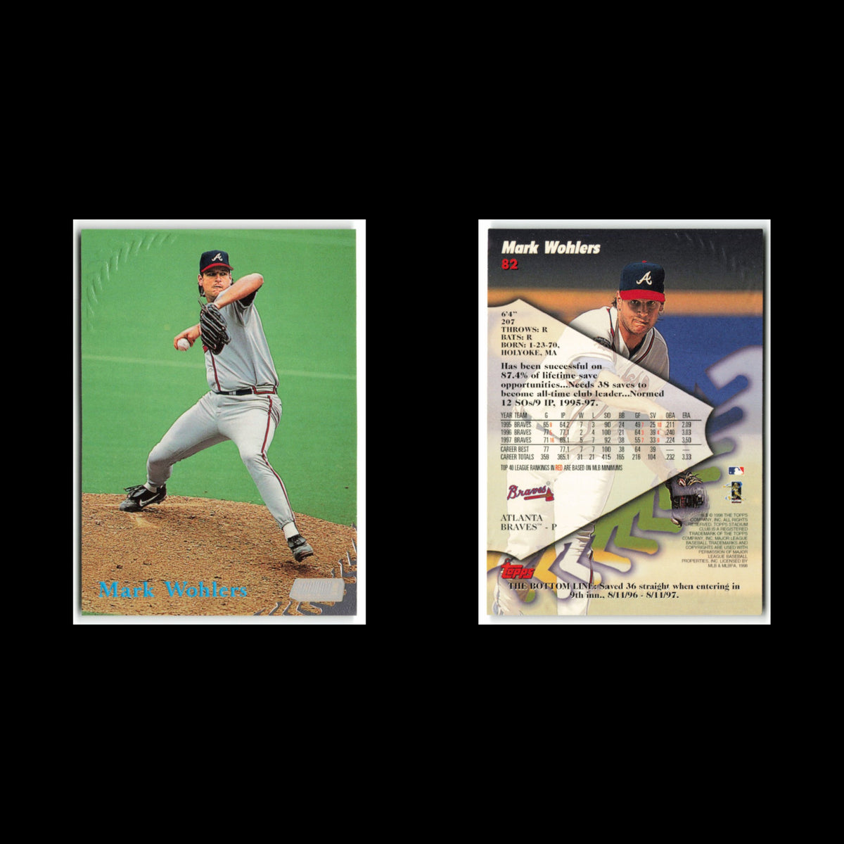 Mark Wohlers #82 1998 Topps Stadium Club Atlanta Braves Baseball Card MLB NM
