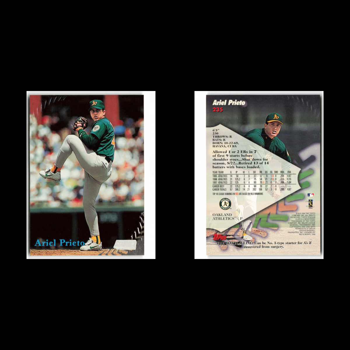 Ariel Prieto #235 1998 Topps Stadium Club Oakland Athletics Baseball Card MLB NM