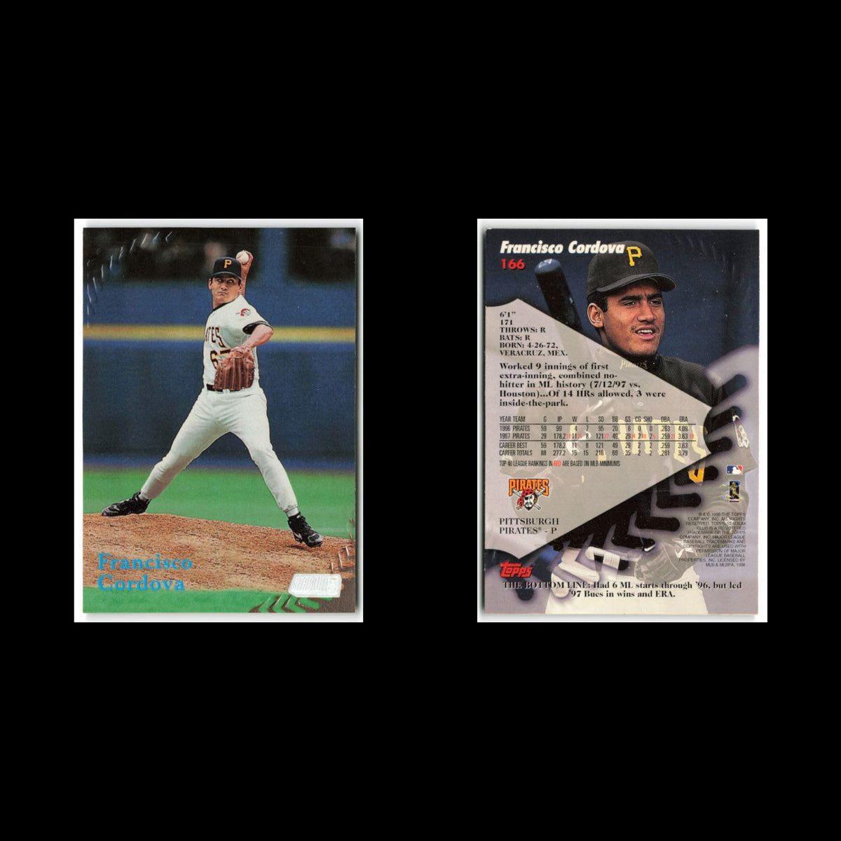 Francisco Cordova #166 1998 Topps Stadium Club Pittsburgh Pirates Baseball Card